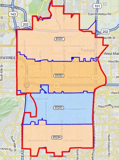 tempe zip codes map|Tempe Zip Code Map